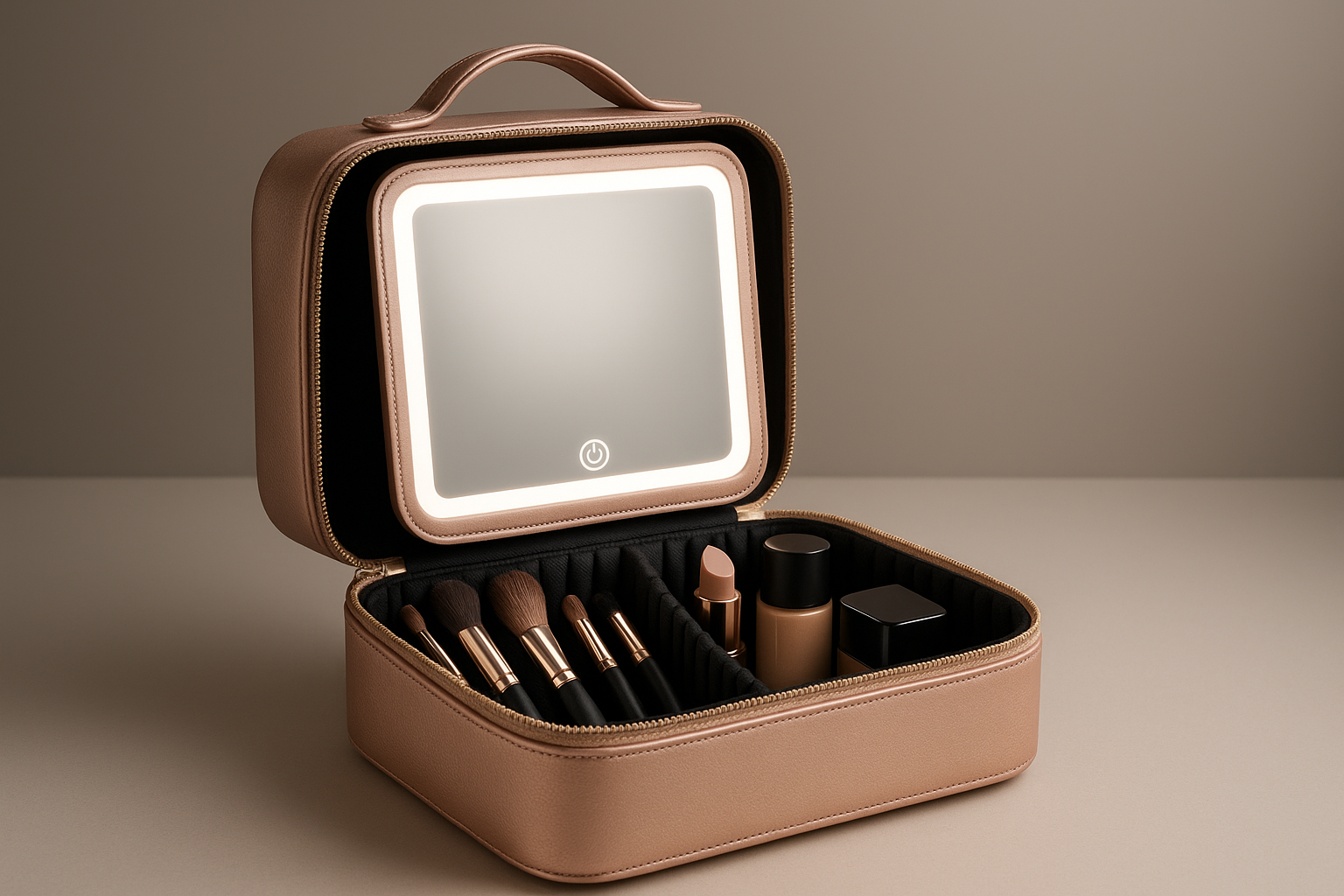 Travel Makeup Bag With Lighted Mirror